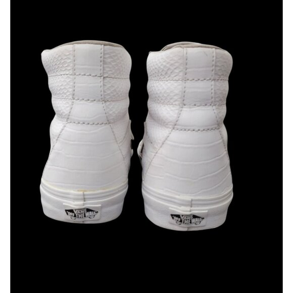Vans Sk8-Hi Top Reissue Croc Embossed White Leather Sneakers Sz 8.5M / 10W - Picture 6 of 11